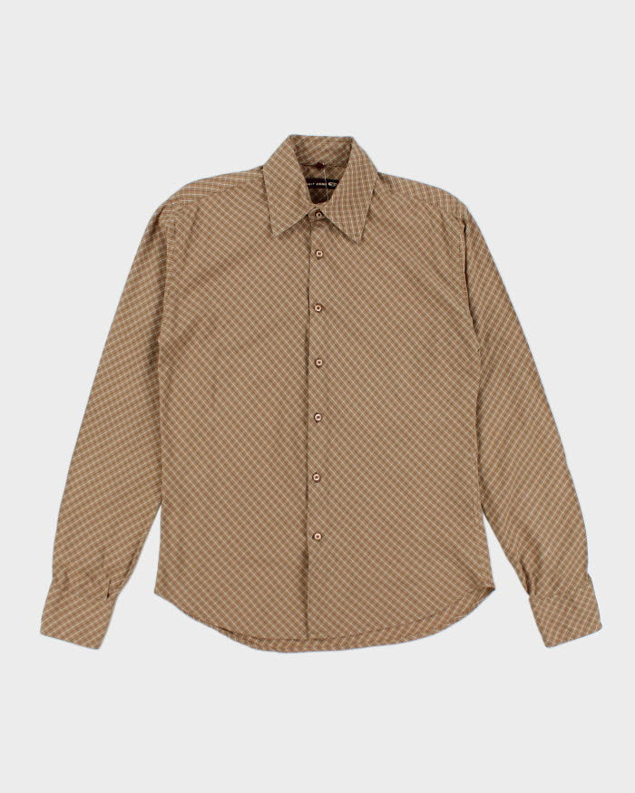 Y2k 00s Point Zero Brown Check Long Sleeve Shirt - M