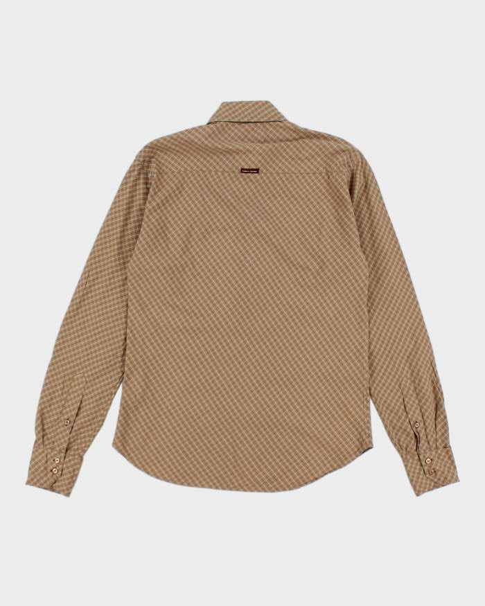 Y2k 00s Point Zero Brown Check Long Sleeve Shirt - M