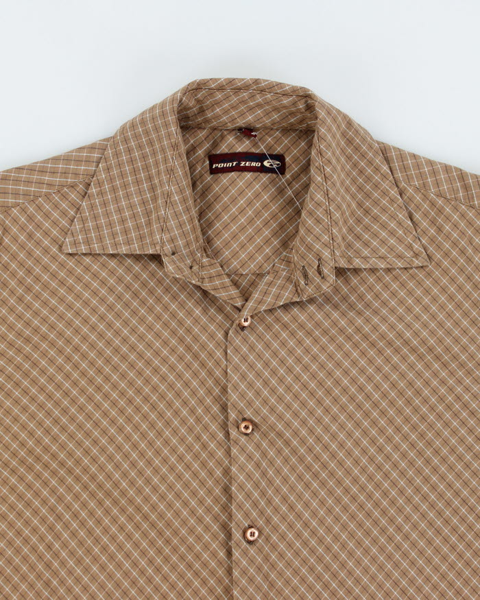 Y2k 00s Point Zero Brown Check Long Sleeve Shirt - M