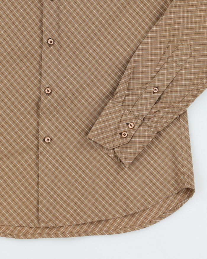 Y2k 00s Point Zero Brown Check Long Sleeve Shirt - M