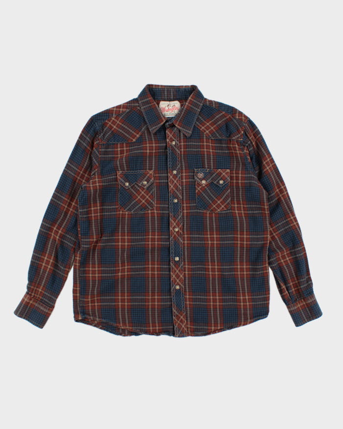 Vintage 80's Wrangler Snap Button Western Flannel Shirt - L