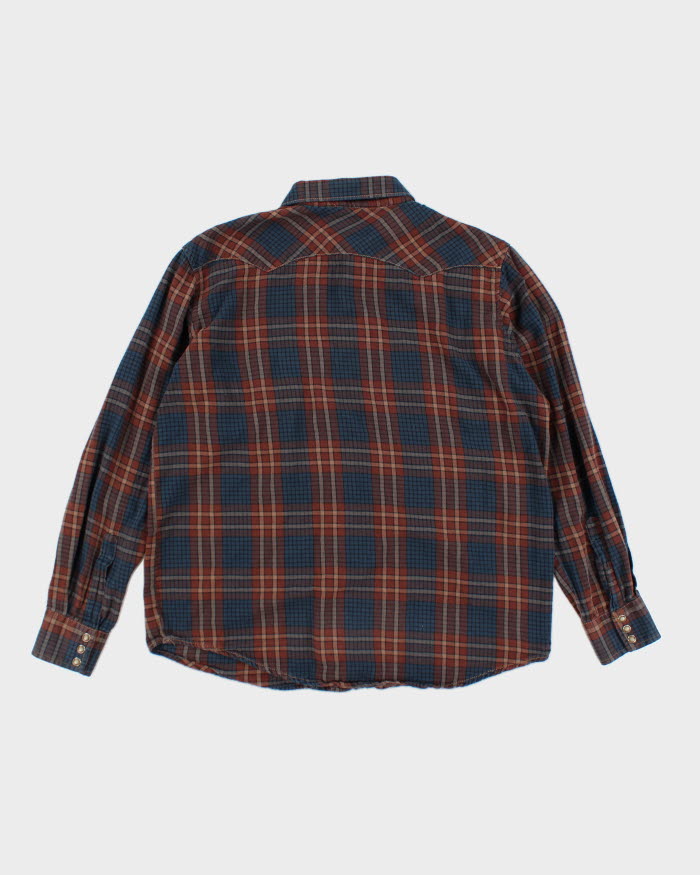 Vintage 80's Wrangler Snap Button Western Flannel Shirt - L