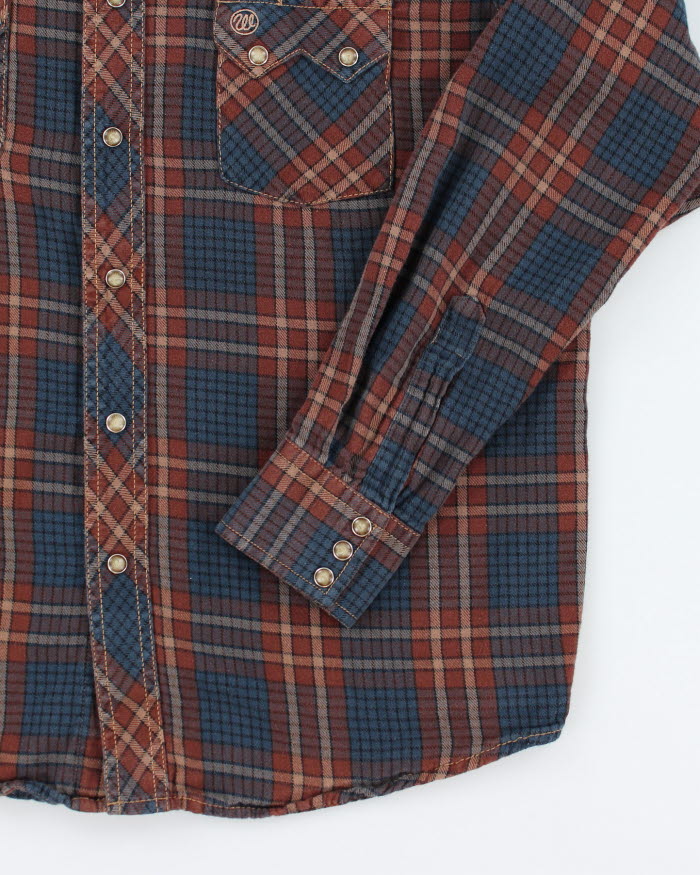 Vintage 80's Wrangler Snap Button Western Flannel Shirt - L