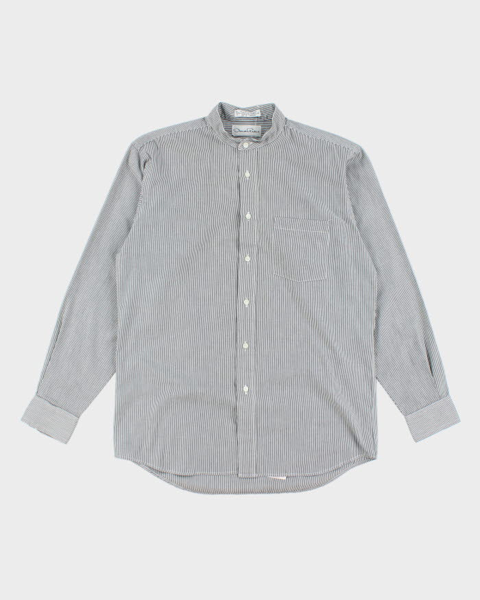 Oscar De La Renta Grandad Collar Stripe Shirt - M