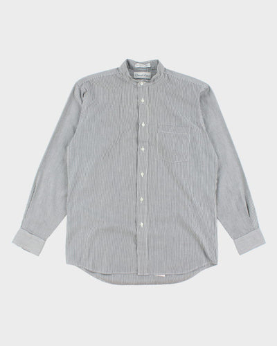 Oscar De La Renta Grandad Collar Stripe Shirt - M