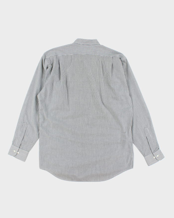 Oscar De La Renta Grandad Collar Stripe Shirt - M