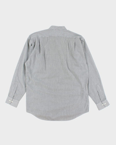 Oscar De La Renta Grandad Collar Stripe Shirt - M