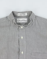 Oscar De La Renta Grandad Collar Stripe Shirt - M
