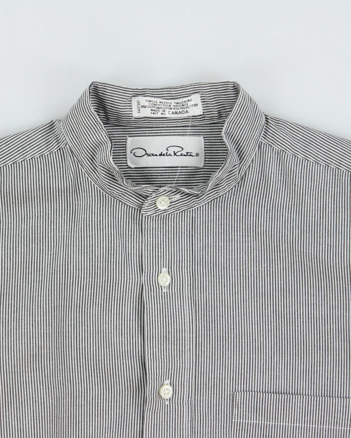 Oscar De La Renta Grandad Collar Stripe Shirt - M