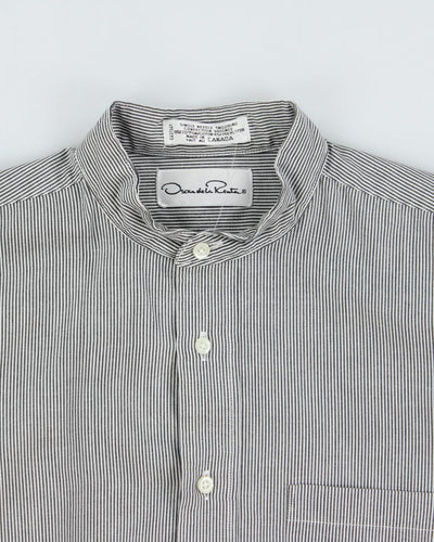Oscar De La Renta Grandad Collar Stripe Shirt - M