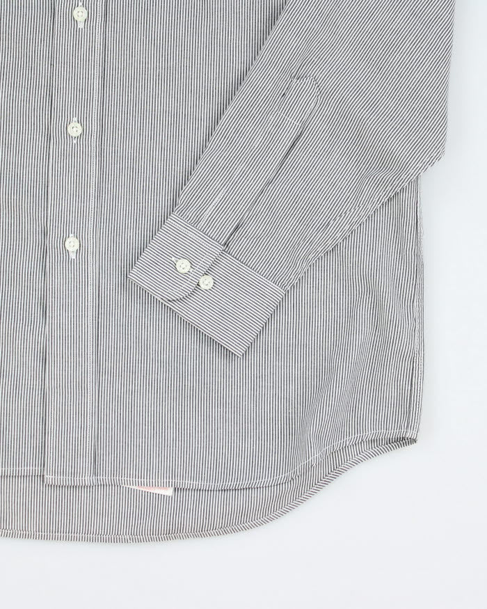 Oscar De La Renta Grandad Collar Stripe Shirt - M