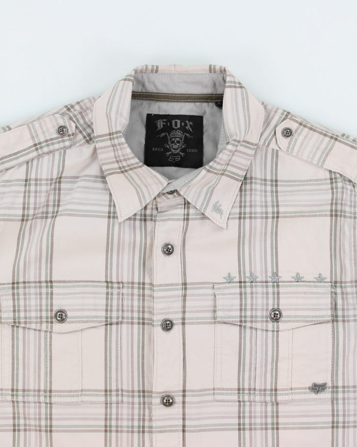 Y2k 00s Fox Checked Long Sleeve Shirt - M