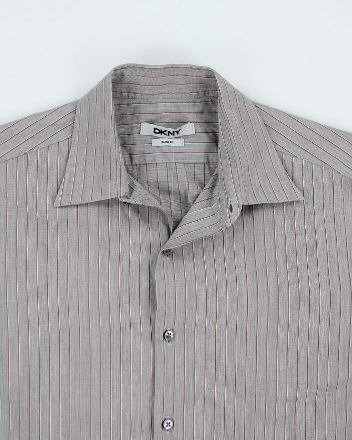 Vintage Y2K DKNY Striped Button Up Shirt - L