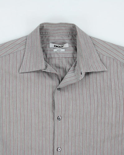 Vintage Y2K DKNY Striped Button Up Shirt - L