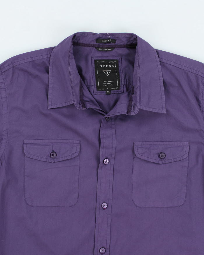 Y2k 00s Guess Purple Long Sleeve Shirt - XL