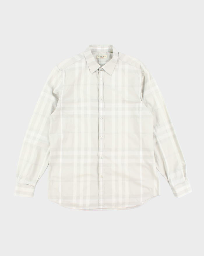 Burberry Grey Checked Long Sleeve Shirt - L