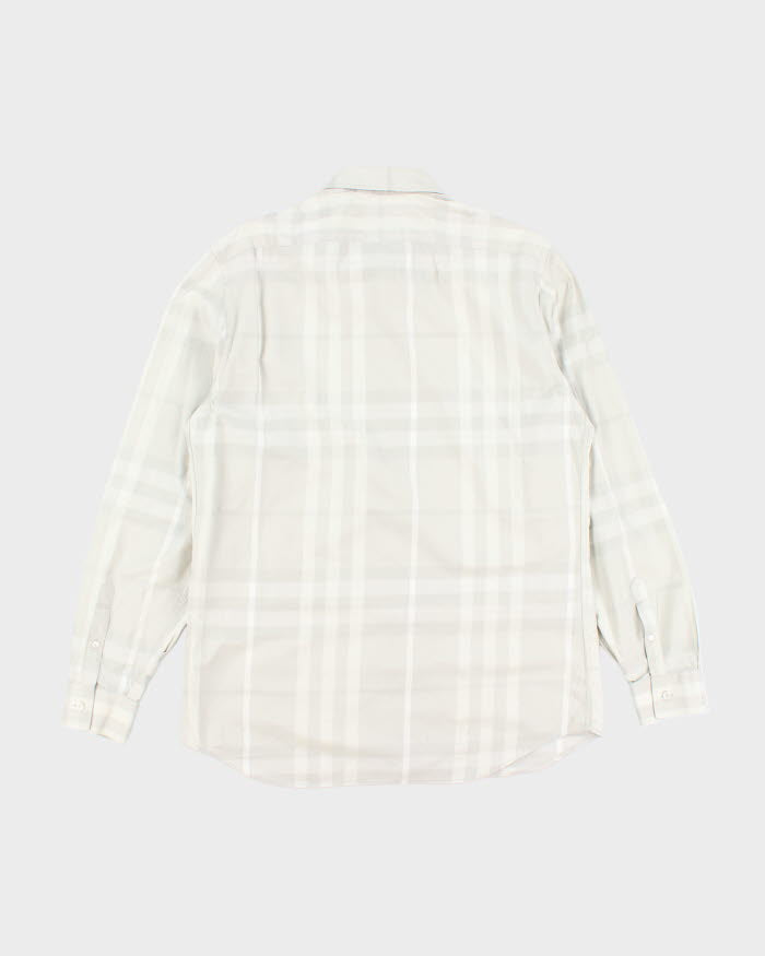 Burberry Grey Checked Long Sleeve Shirt - L