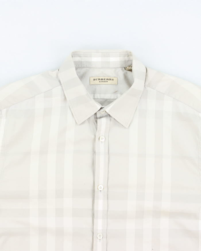 Burberry Grey Checked Long Sleeve Shirt - L