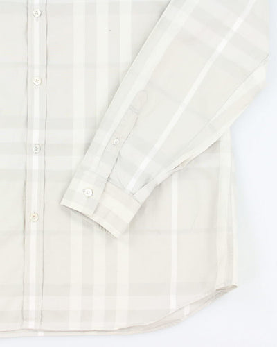 Burberry Grey Checked Long Sleeve Shirt - L