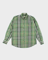 Burberry Green Checked Long Sleeve Shirt - XL