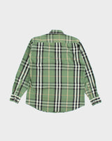 Burberry Green Checked Long Sleeve Shirt - XL
