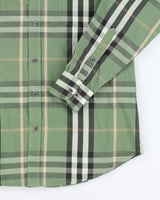 Burberry Green Checked Long Sleeve Shirt - XL