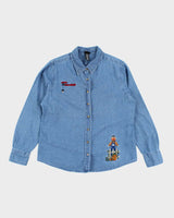 Vintage 2000's Embroidered Halloween Button Up Denim Shirt - XL