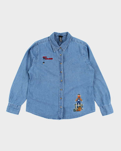 Vintage 2000's Embroidered Halloween Button Up Denim Shirt - XL