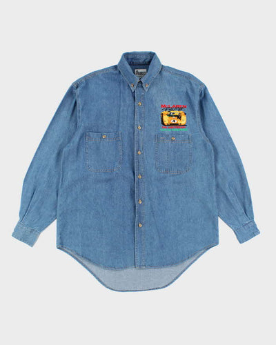 Vintage 90's Embroidered Mclaren Car Racing Oversized Denim Shirt - M