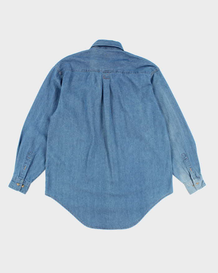 Vintage 90's Embroidered Mclaren Car Racing Oversized Denim Shirt - M