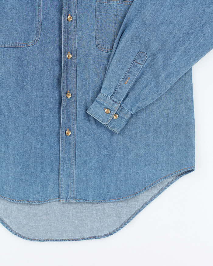 Vintage 90's Embroidered Mclaren Car Racing Oversized Denim Shirt - M