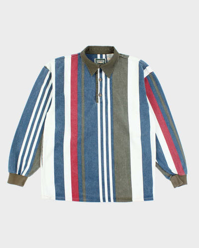 Vintage 90's Northern Elements Quarter Button Striped Denim Shirt - S