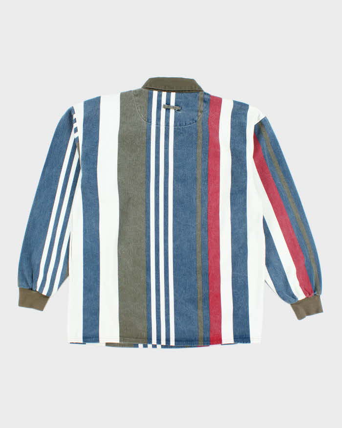 Vintage 90's Northern Elements Quarter Button Striped Denim Shirt - S