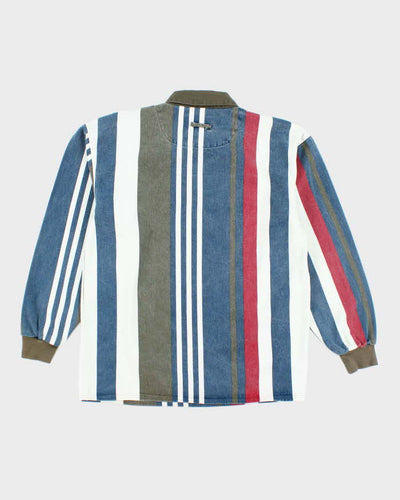 Vintage 90's Northern Elements Quarter Button Striped Denim Shirt - S