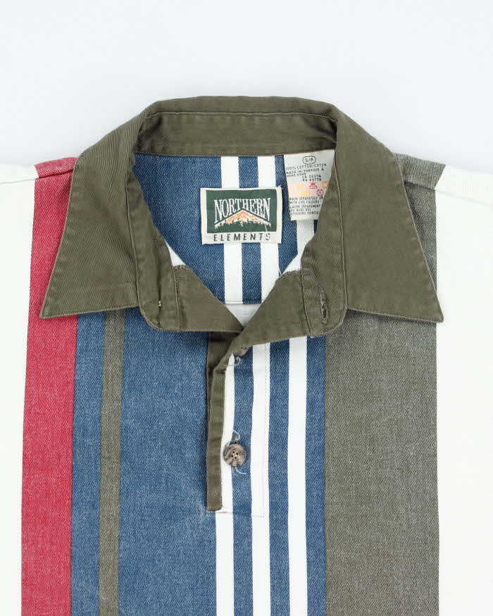 Vintage 90's Northern Elements Quarter Button Striped Denim Shirt - S