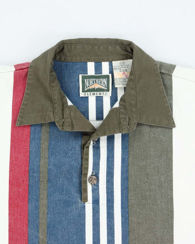 Vintage 90's Northern Elements Quarter Button Striped Denim Shirt - S