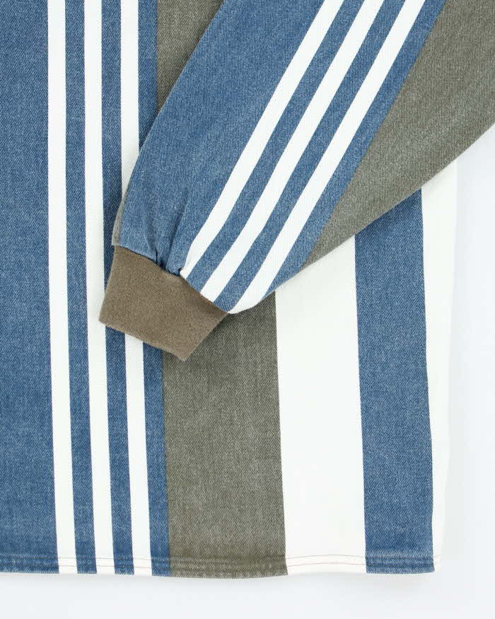 Vintage 90's Northern Elements Quarter Button Striped Denim Shirt - S
