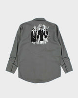 Vintage 90's Gothic Embroidered Western Snap Button Shirt - M