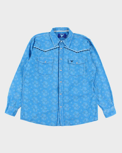 Vintage 90's Patterned & Embroidered Western Snap Button Shirt - L