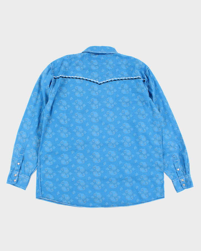 Vintage 90's Patterned & Embroidered Western Snap Button Shirt - L