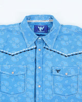 Vintage 90's Patterned &amp; Embroidered Western Snap Button Shirt - L