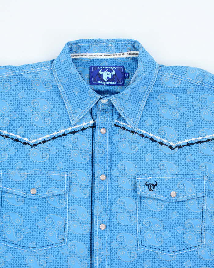 Vintage 90's Patterned & Embroidered Western Snap Button Shirt - L