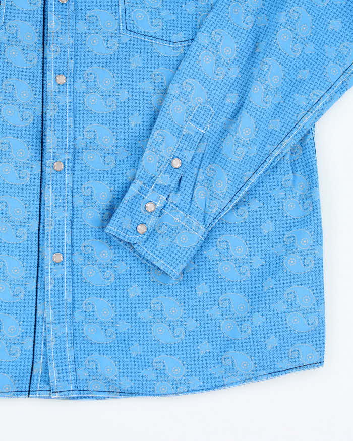 Vintage 90's Patterned & Embroidered Western Snap Button Shirt - L
