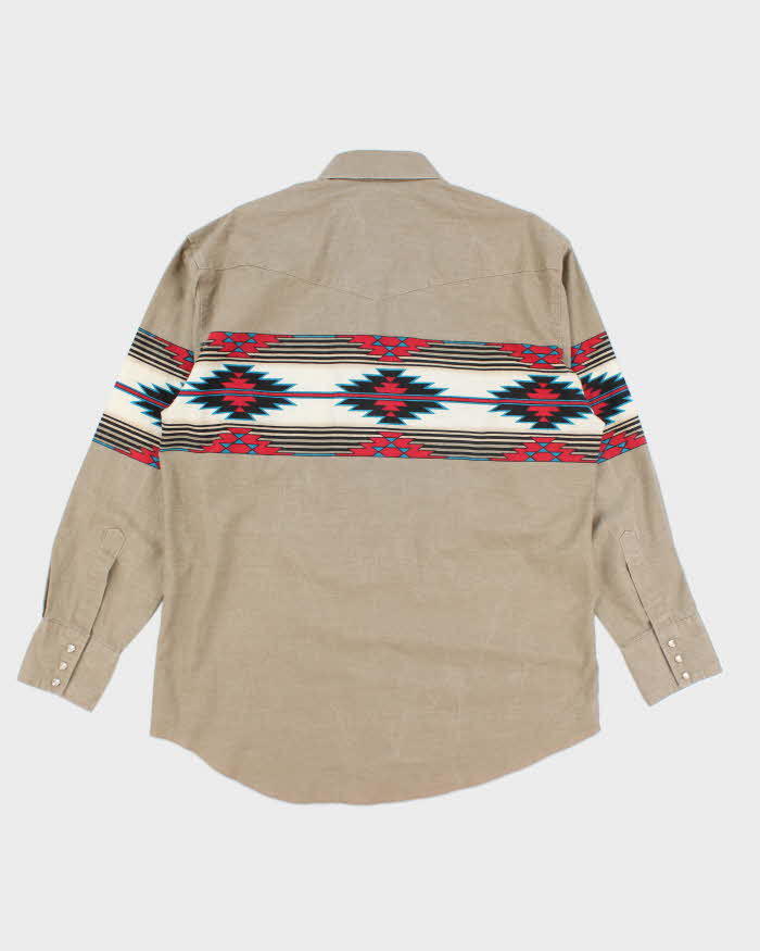 Vintage 90's Wrangler Patterned Western Snap Button Shirt - L