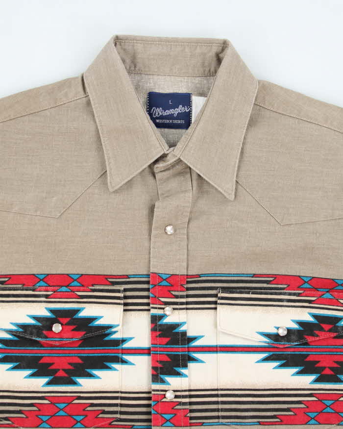 Vintage 90's Wrangler Patterned Western Snap Button Shirt - L