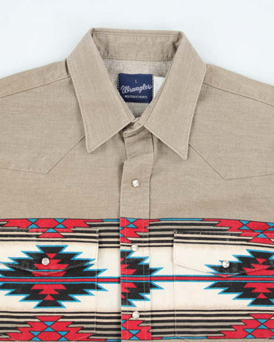Vintage 90's Wrangler Patterned Western Snap Button Shirt - L