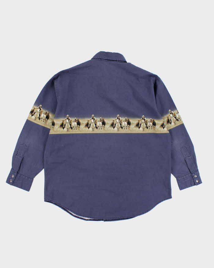 Vintage 90's Cowboy Graphic Western Snap Button Shirt - L