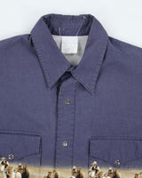 Vintage 90's Cowboy Graphic Western Snap Button Shirt - L