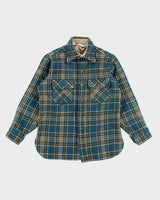 Vintage Woolrich Blue Plaid Wool Button Up Shirt - M