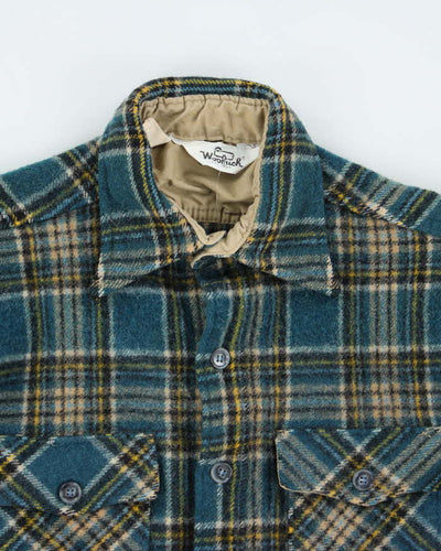 Vintage Woolrich Blue Plaid Wool Button Up Shirt - M
